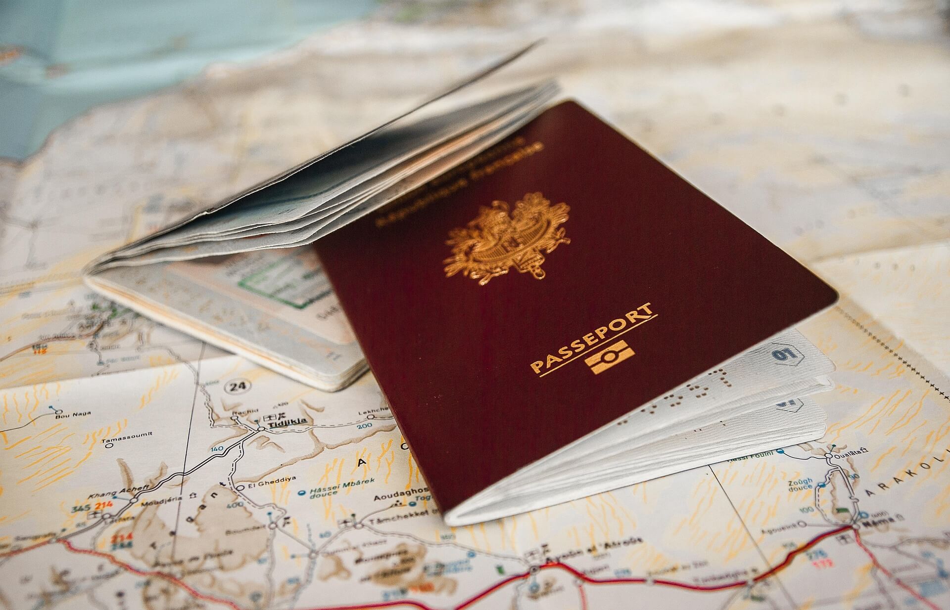 passport on map passport on map